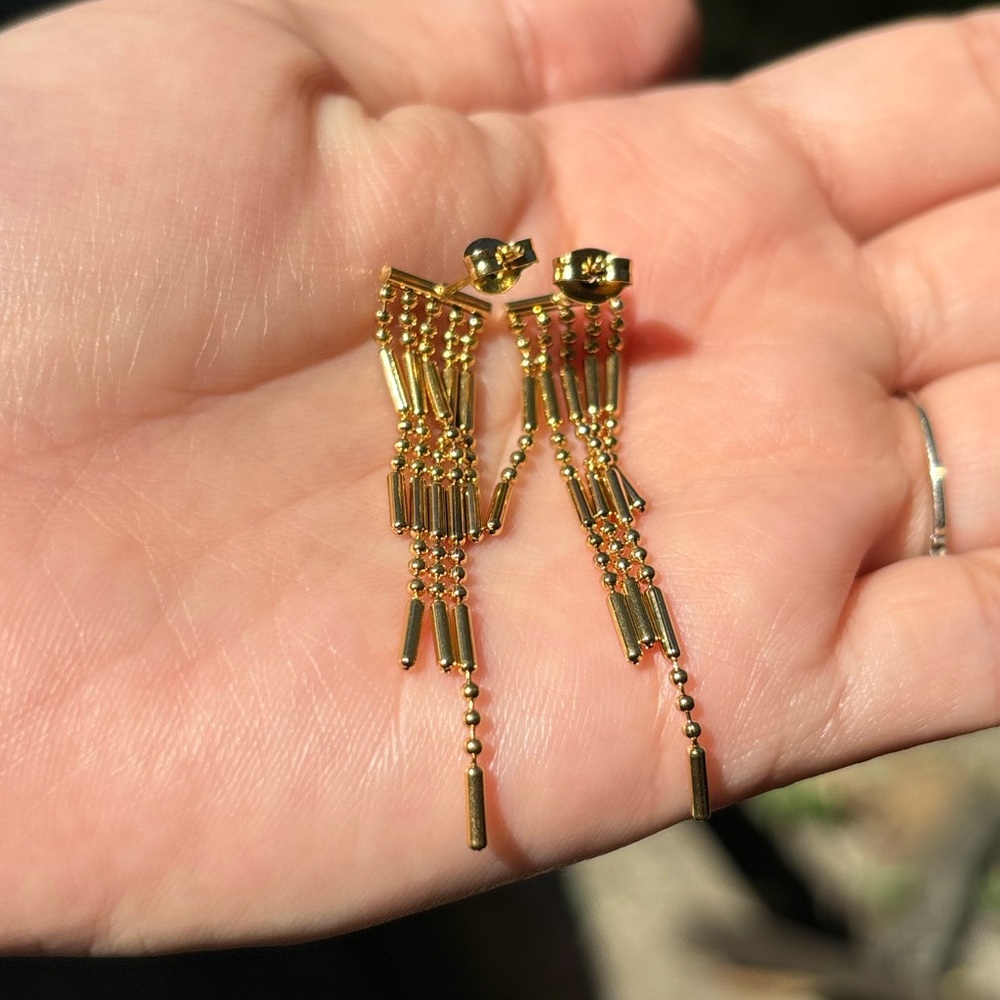 18K Gold Plated Stainless Steel Dangling Earrings - Picture 6 of 6